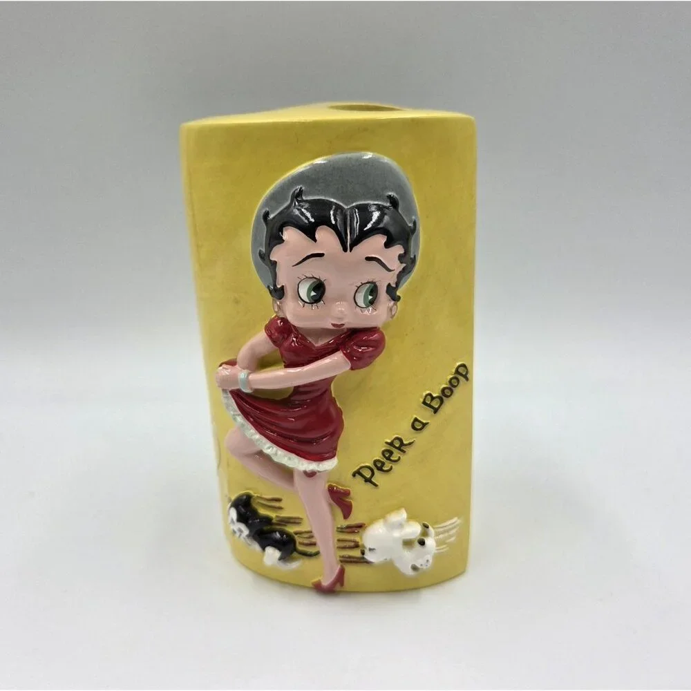 Vintage Betty Boop Toothbrush Holder Yellow Heart Peek A Boop Bathroom 2004